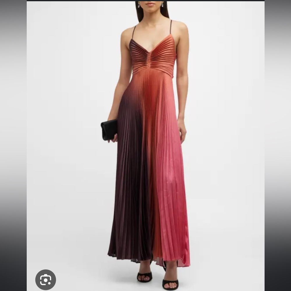 Wedding Guest Dress A.L.C Ariya Pleated Open-Back Maxi Dress Size 0